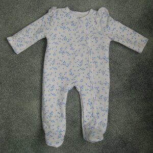 Lila & Jack Quilted White Blue Floral Quilted Footed Sleeper 6-9 months NWOT